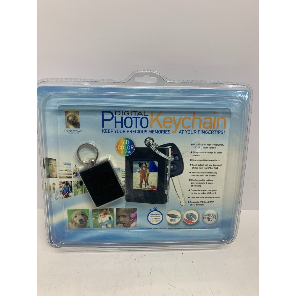 NEW Innovage 1.4” Digital Photo Keychain Black LCD Full-Color Display Slide Show
